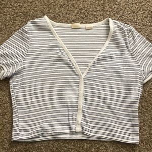 Striped White and Blue Top